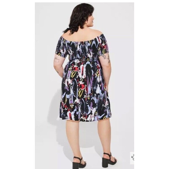 Torrid Disney Villains Smocked Off Shoulder Mini Dress Tunic 6x - Picture 1 of 7